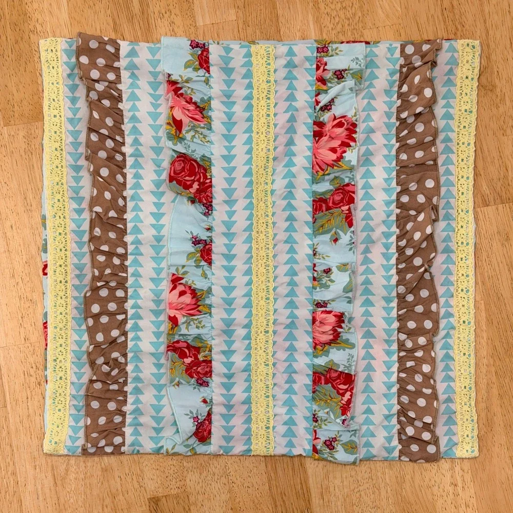 Matilda Jane Floral Polka Dot Ruffle Lace Decorative Pillowcase  Multicolored